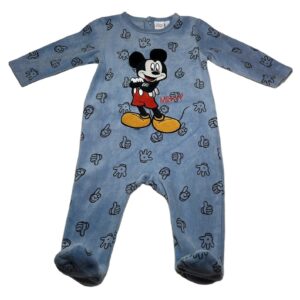 Pyjama velours ML bleu Mickey 6 mois Disney