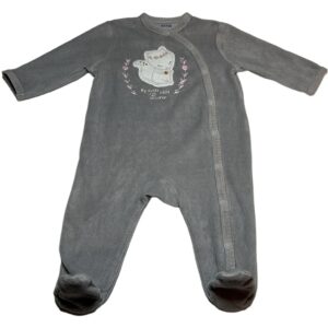 Pyjama velours ML gris 6 mois Kiabi