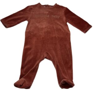 Pyjama velours ML marron 6 mois Kiabi