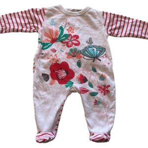 Pyjama léger ML blanc rayé 1 mois Grain de blé