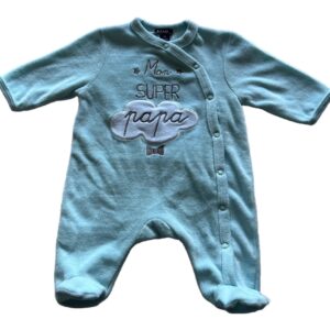 Pyjama velours ML bleu 1 mois Kiabi