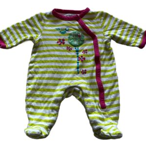 Pyjama léger ML rayé vert et blanc 1 mois Orchestra