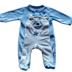 Pyjama velours ML bleu 1 mois In extenso