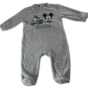 Pyjama velours ML gris Mickey 6 mois Disney