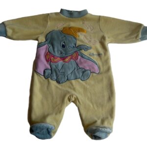 Pyjama velours ML jaune pale Dumbo 3 mois Disneyland