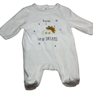 Pyjama velours ML blanc 0 mois Kiabi