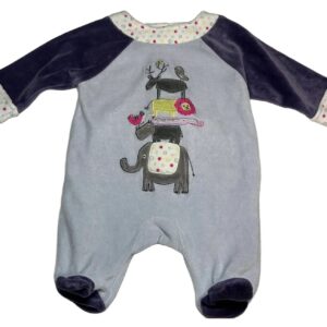 Pyjama velours ML violet 1 mois Kitchoun