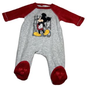 Pyjama velours ML gris et rouge Mickey 1 mois Disney