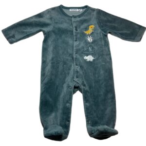 Pyjama velours ML bleu vert 1 mois Noukie’s