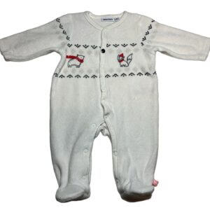 Pyjama velours ML blanc 1 mois Noukie’s
