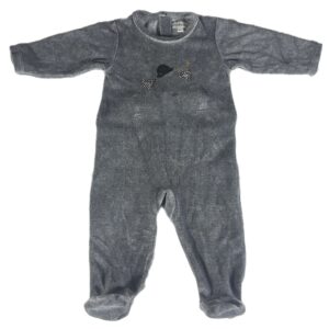 Pyjama velours ML gris anthracite 6 mois Moulin Roty