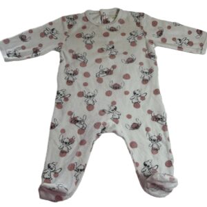 Pyjama velours ML blanc et rose Stitch 6 mois Disney