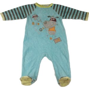 Pyjama velours ML turquoise 9 mois Petit Kimbaloo