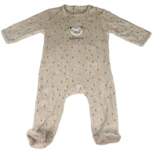 Pyjama velours ML beige 9 mois Kiabi