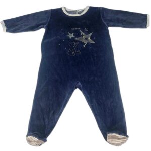 Pyjama velours ML marine 12 mois Petit Bateau