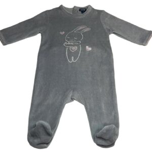 Pyjama velours ML gris 3 mois Kiabi