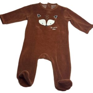 Pyjama velours ML marron 3 mois Kiabi