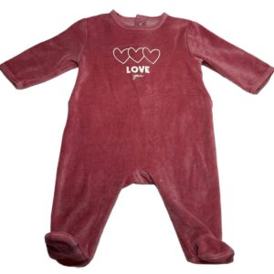 Pyjama velours ML vieux rose 3 mois Kiabi