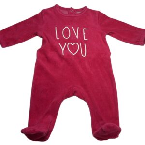 Pyjama velours ML framboise 3 mois Kiabi
