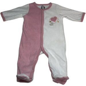 Pyjama velours ML blanc et rose 3 mois Trois Kilos Sept