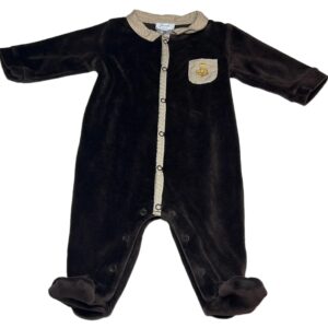 Pyjama velours ML marron chocolat 3 mois Jacadi