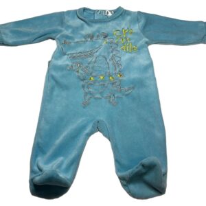 Pyjama velours ML bleu 3 mois Mini Gang