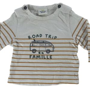 Tee-shirt ML blanc rayé 3 mois Tape à l’œil