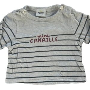 Tee-shirt ML gris rayé 3 mois Tape à l’œil