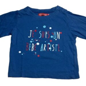 Tee-shirt ML bleu 12 mois Tissaia