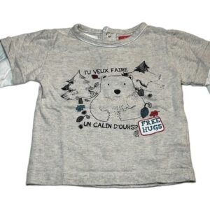 Tee-shirt ML blanc et gris 12 mois Tissaia