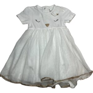 Robe légère MC avec body intégré blanc et doré 6 mois Orchestra