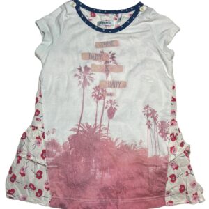 Robe légère MC blanche et rose 6 mois IKKS