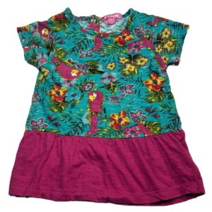 Robe MC légère bleu canard et rose fuchsia 9 mois Pik ouic