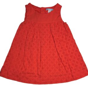 Robe SM légère rouge en broderie anglaise 9 mois Obaïbi