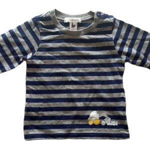 Tee-shirt ML rayé gris et bleu 3 mois Obaïbi