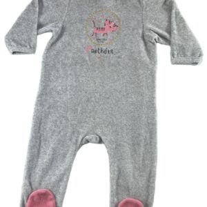 Pyjama velours ML gris et rose 12 mois Tissaia