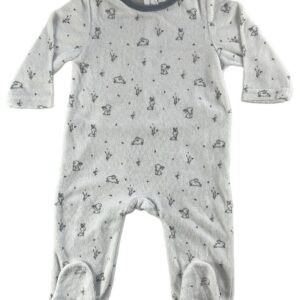 Pyjama velours ML blanc et gris 9 mois Pommette