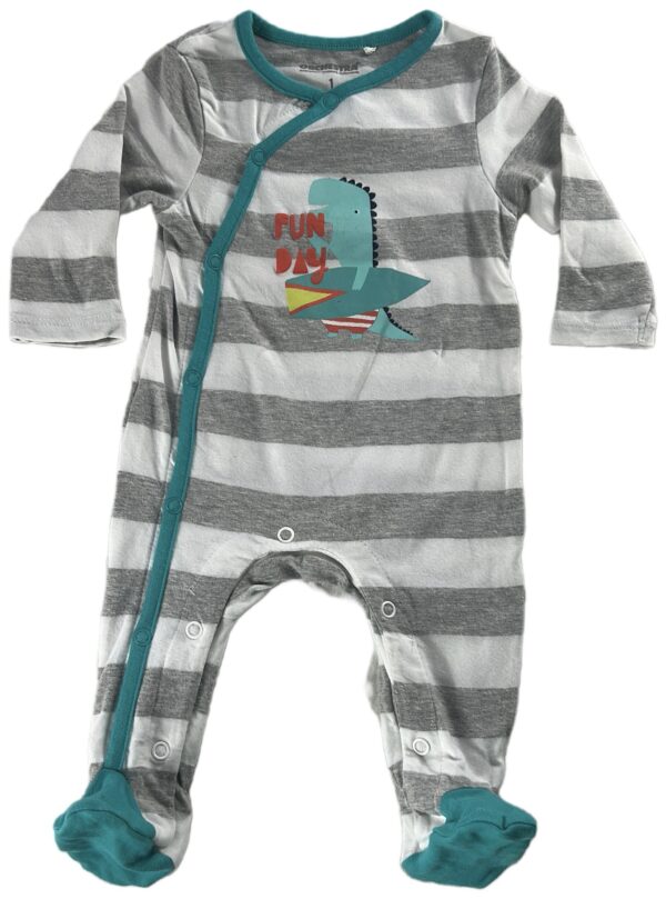 Pyjama léger ML rayé gris et blanc 1 mois Orchestra