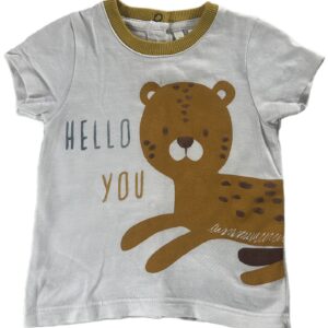 Tee-shirt MC blanc et moutarde 3 mois Orchestra