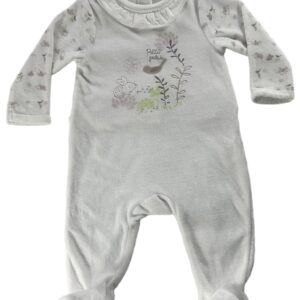 Pyjama velours ML blanc fleuri 6 mois Orchestra