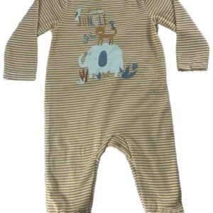 Pyjama léger ML rayé moutarde et blanc 6 mois Orchestra