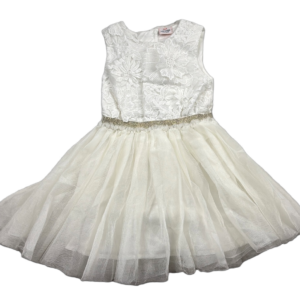 Robe légère SM blanche et doré avec dentelle 3 ans Tape à l’œil