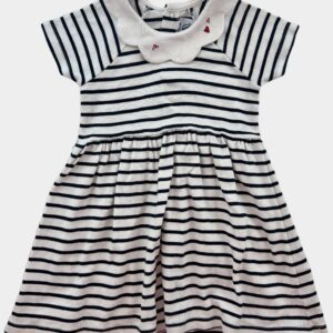 Robe légère MC marinière noire et blanche 6 mois Petit Bateau