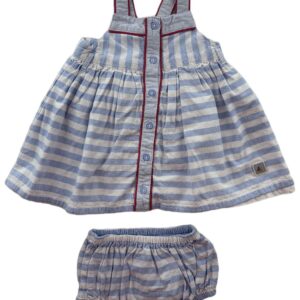 Robe légère SM rayé blanche et bleu avec bloomer 6 mois Sergent Major