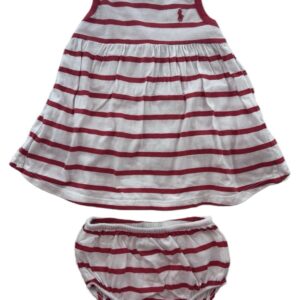 Robe légère SM rayé blanche et rouge avec bloomer 6 mois Ralph Lauren