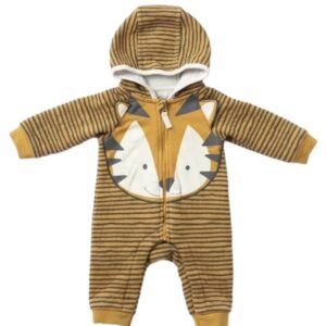 Combinaison épaisse à capuche ML rayé orange et noir 1 mois Orchestra