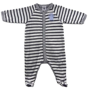 Pyjama doubé ML noir et blanc rayé 1 mois Petit Bateau